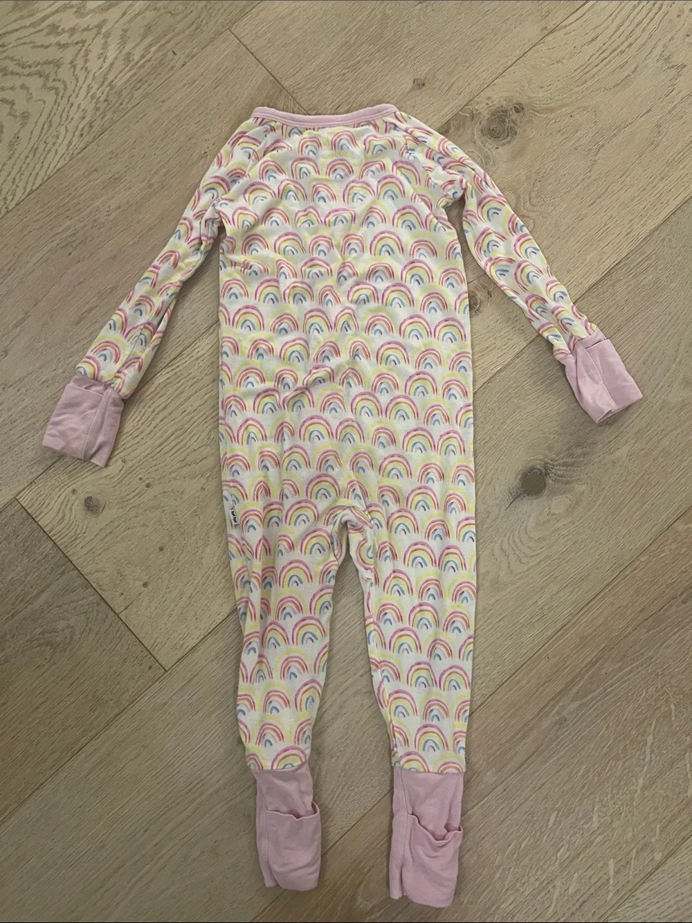 Little Sleepies Pink Rainbow Print One-Piece Pajamas size 6-12 months